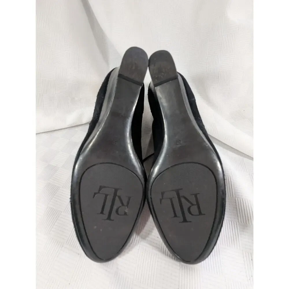LAUREN BY RALPH LAUREN! BLACK GENUINE SUEDE LEATHER WEDGE ANKLE BOOTS! SZ 7.5B